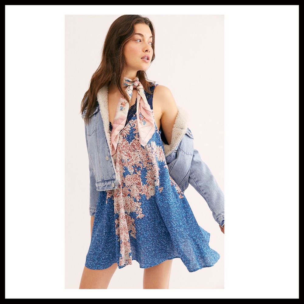 FREE PEOPLE BOHO FLOWY SLIP LACE MINI DRESS A2C - Picture 7 of 16